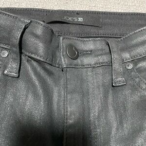 Joe’s jeans the Charlie high waist black coated ankle skinny Jean.